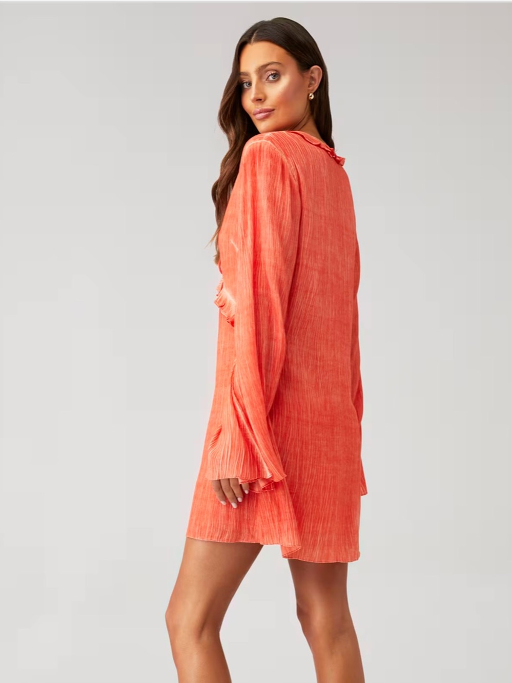 Rococo Sand River Coral Tie-Front Ruffle Dress - Picture 2 of 9